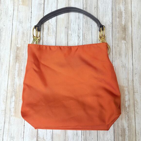 JPK Paris 75 Purse Nylon Bucket Hobo Bag Orange Brown Chunky Large Fall Classy - Picture 11 of 16